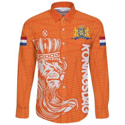 Netherlands Long Sleeve Button Shirt Koningsdag Day