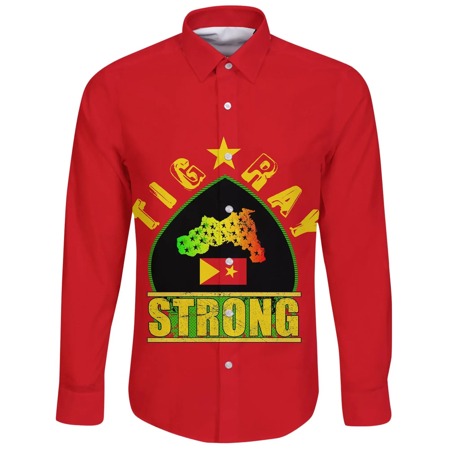 Tigray Long Sleeve Button Shirt Strong Red