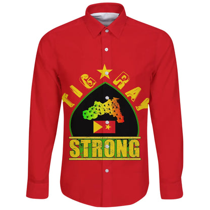 Tigray Long Sleeve Button Shirt Strong Red