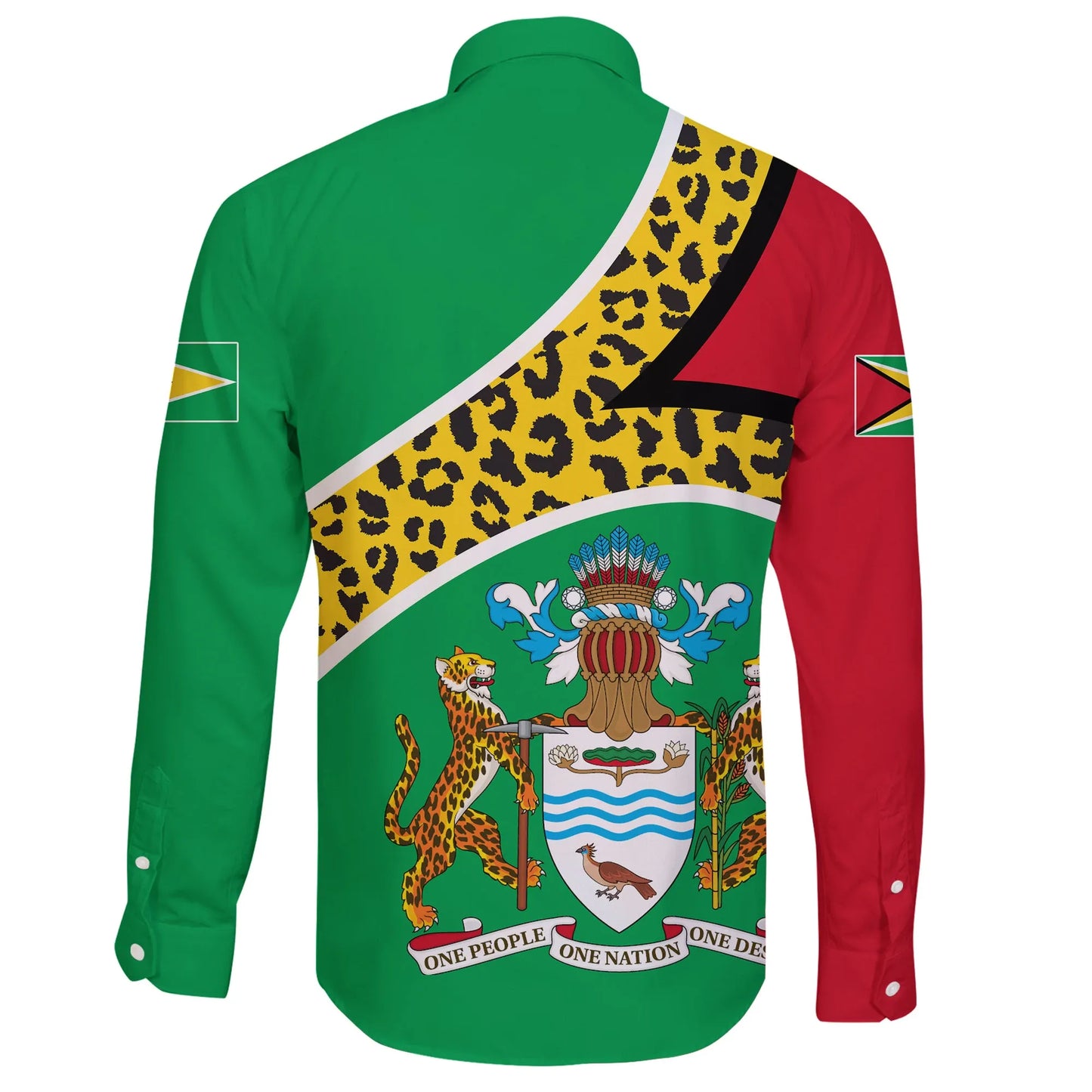 Guyana Long Sleeve Button Shirt Flag Map Coa Limited