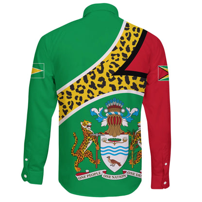 Guyana Long Sleeve Button Shirt Flag Map Coa Limited