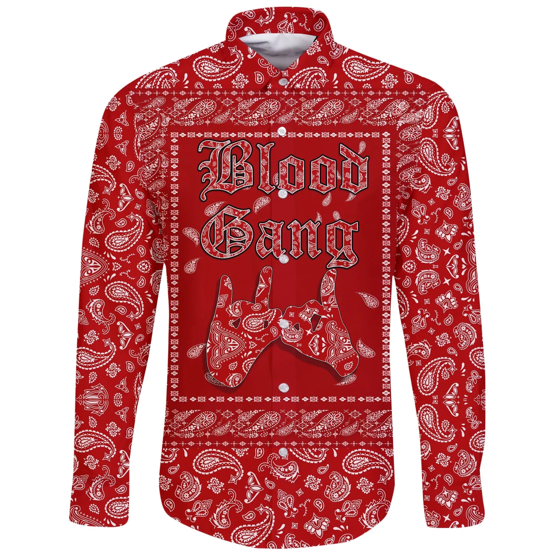 Blood Gang Long Sleeve Button Shirt