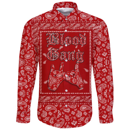 Blood Gang Long Sleeve Button Shirt