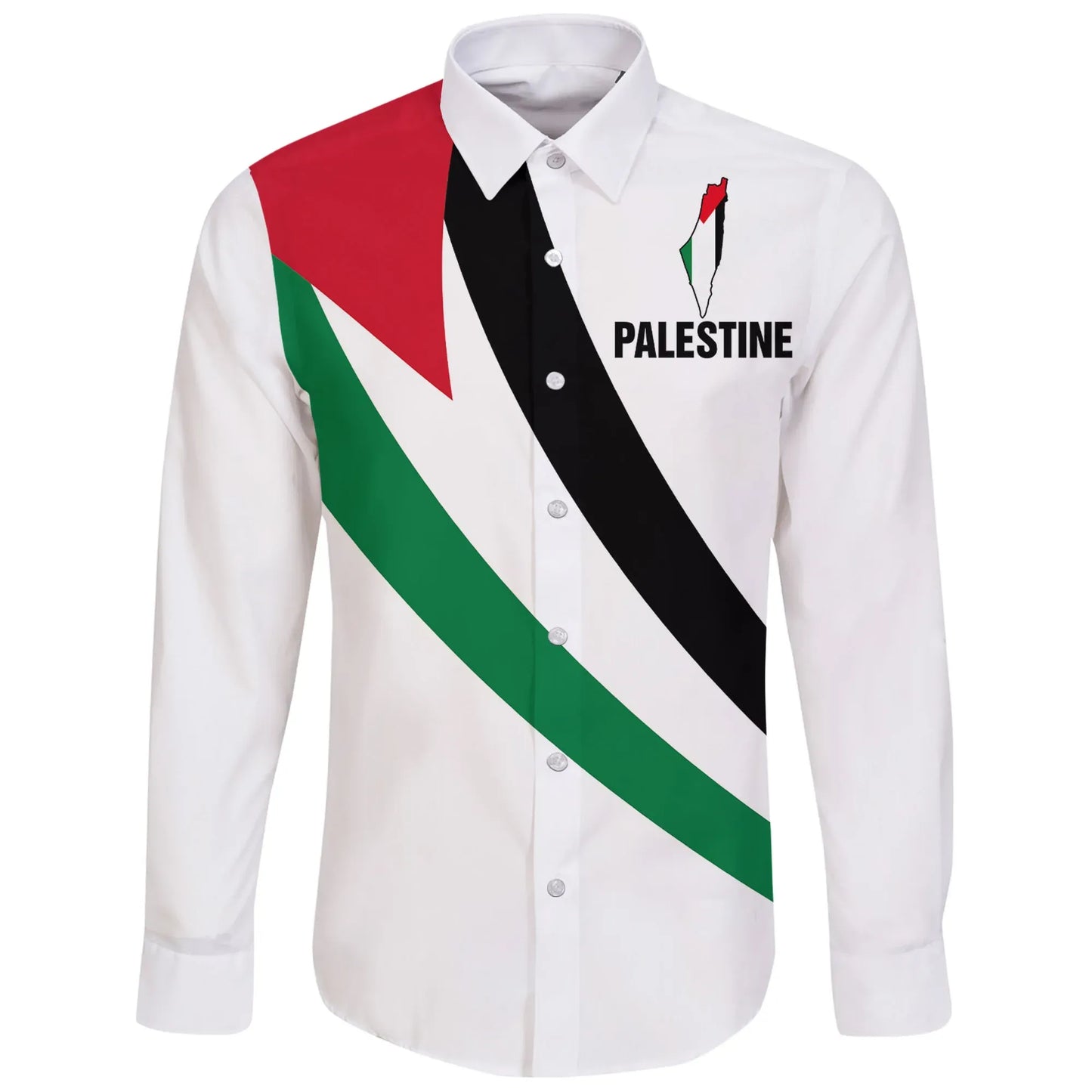 Palestine Special Flag Long Sleeve Button Shirt