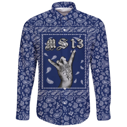 Ms 13 Long Sleeve Button Shirt Blue Bandana