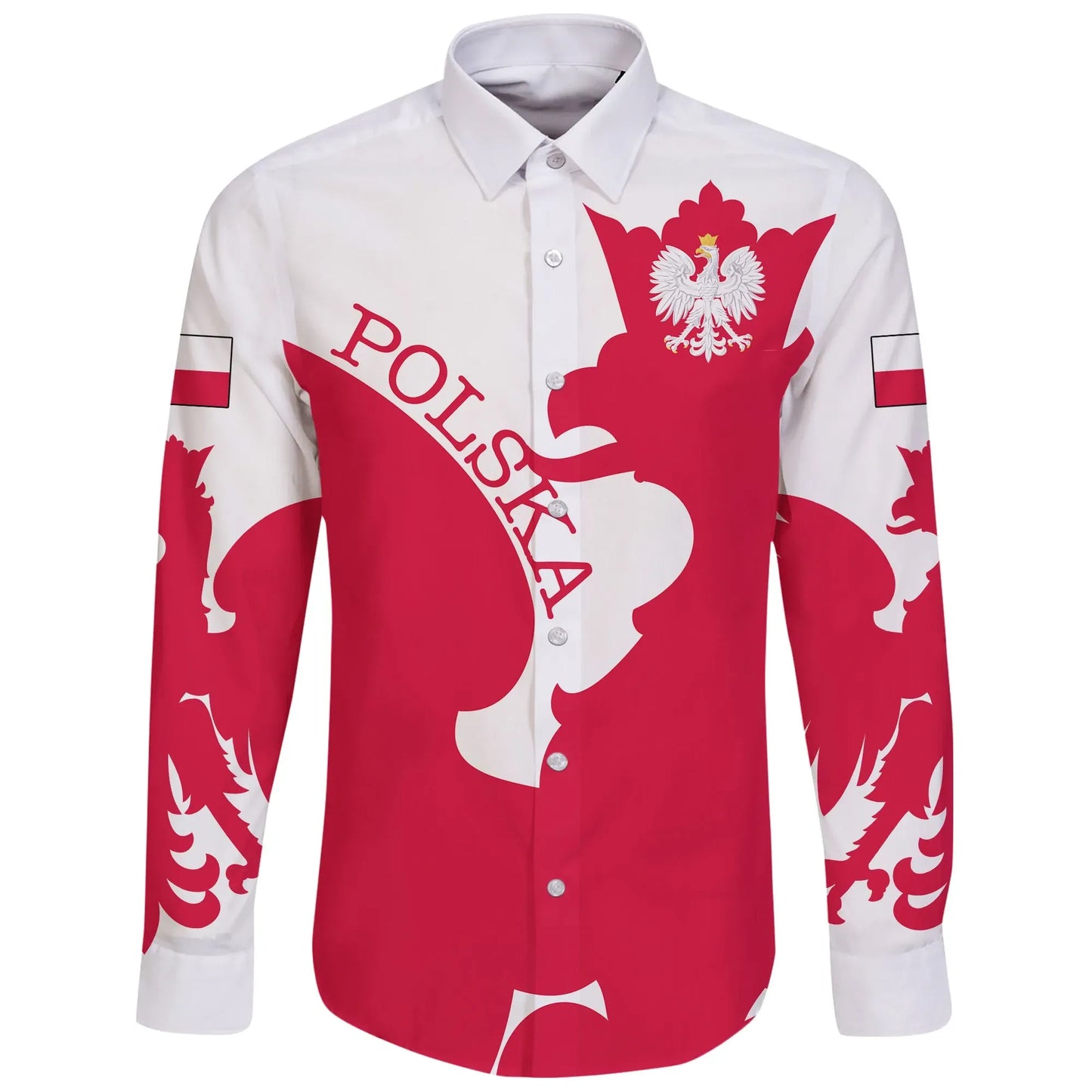 Poland Long Sleeve Button Shirt Flag Jersey