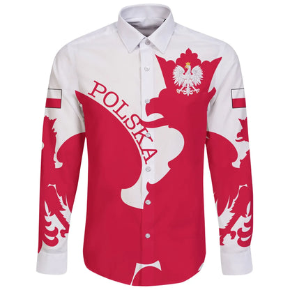 Poland Long Sleeve Button Shirt Flag Jersey