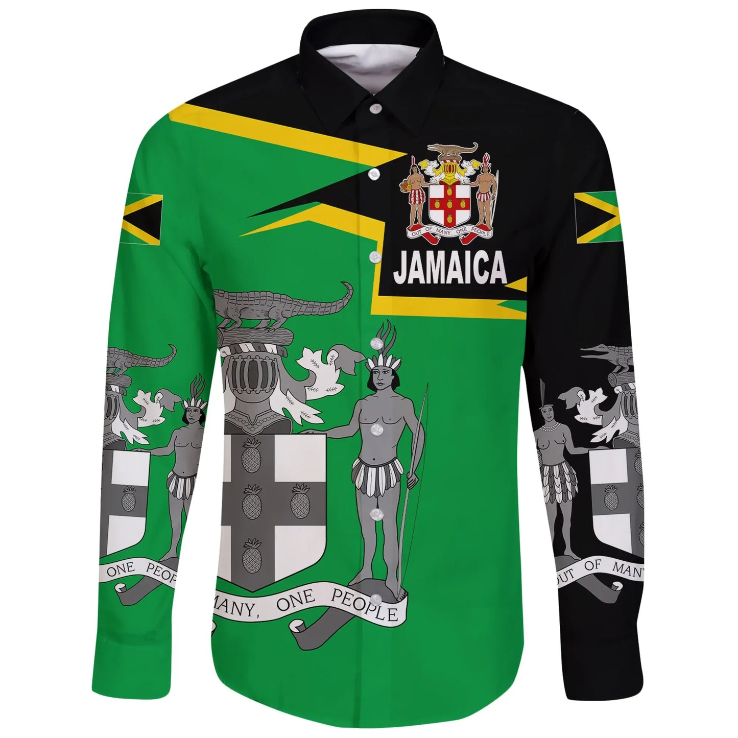 Jamaica Long Sleeve Button Shirt Coat Of Arms New Style