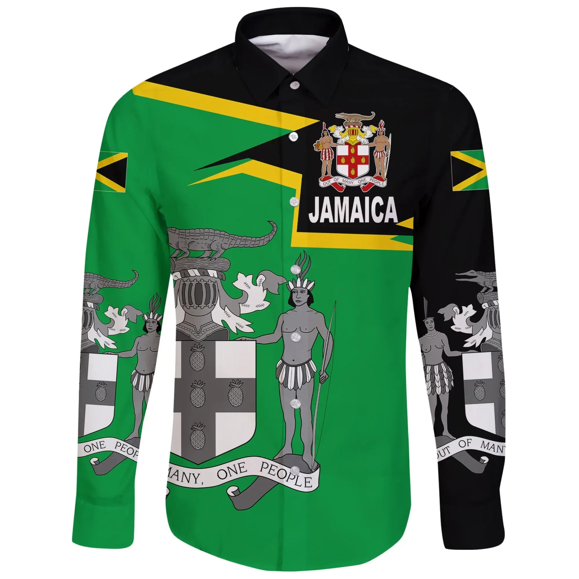 Jamaica Long Sleeve Button Shirt Coat Of Arms New Style