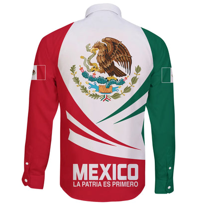 Mexico Long Sleeve Button Shirt Coat Of Arms Bincjou