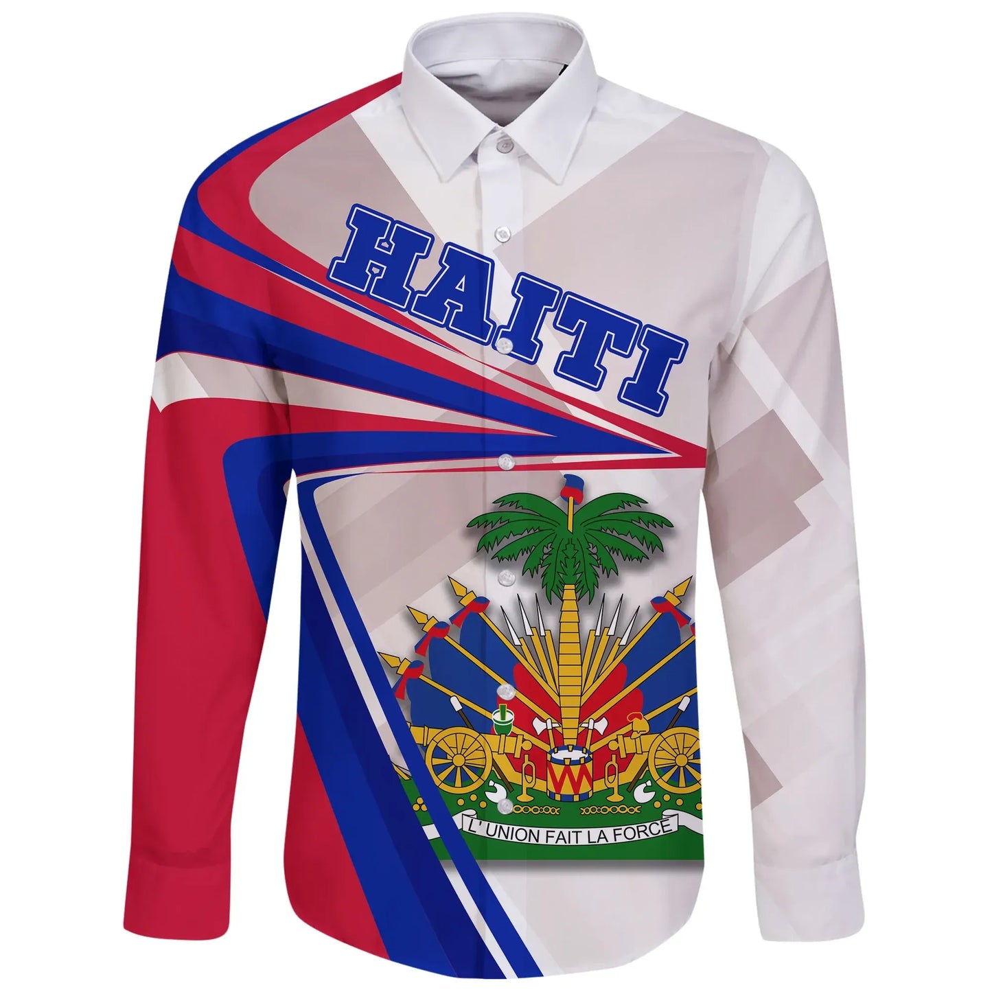 Haiti Long Sleeve Button Shirt Coat Of Arms New Release