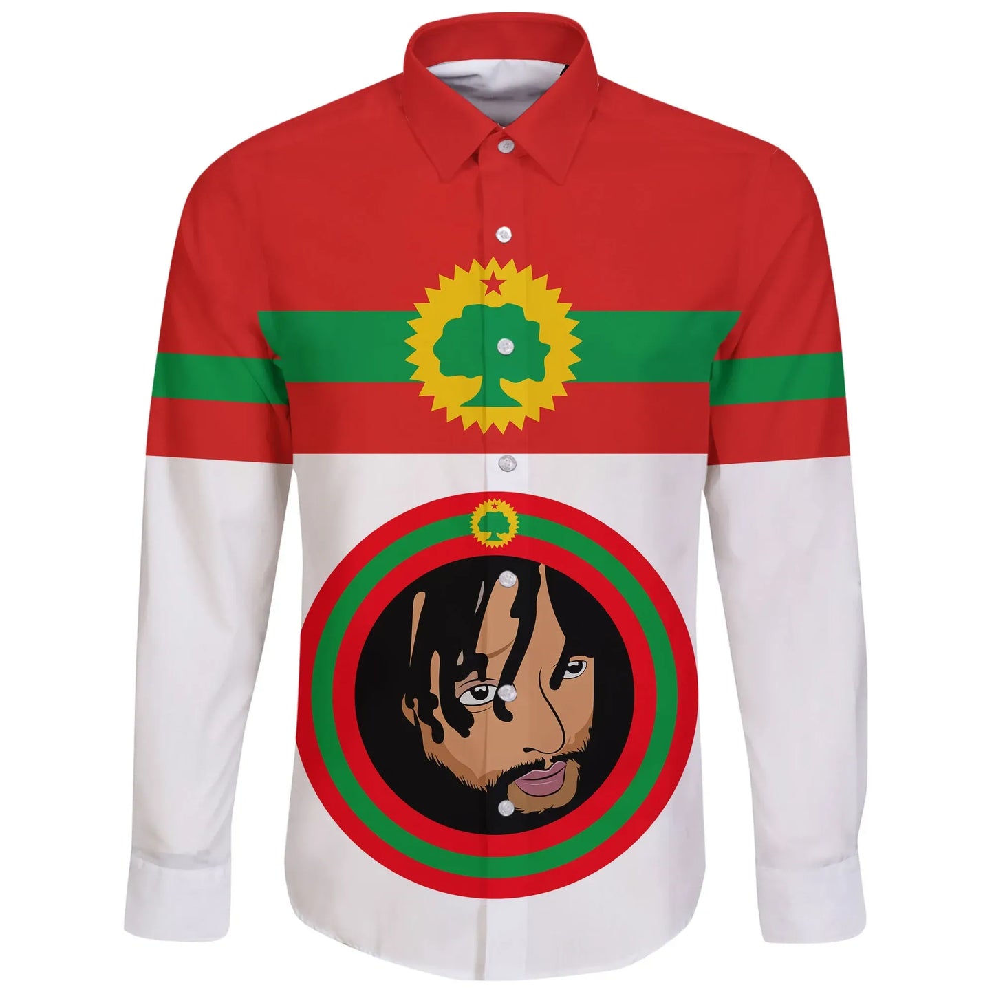 Oromo Long Sleeve Button Shirt Jaal Marroo Dirribaa