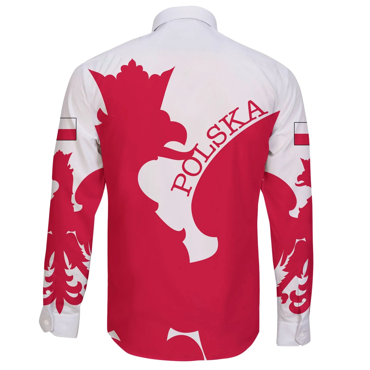 Poland Long Sleeve Button Shirt Flag Jersey