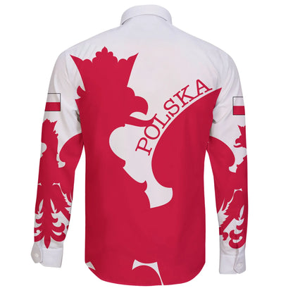 Poland Long Sleeve Button Shirt Flag Jersey
