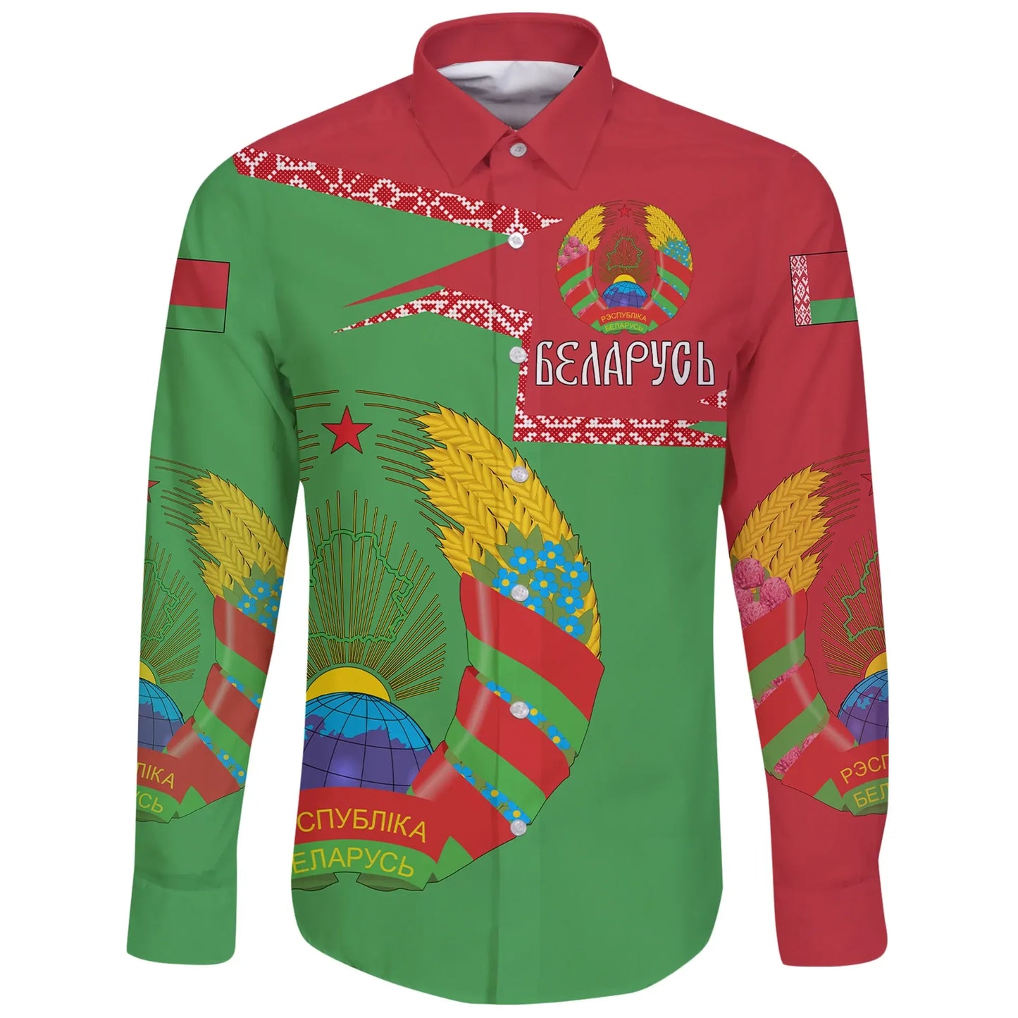 Belarus Coat Of Arms Long Sleeve Button Shirt New Style
