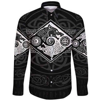 Vikings Long Sleeve Button Shirt The Wolves Skoll And Hati