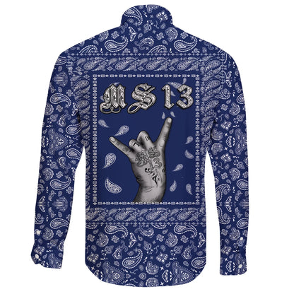 Ms 13 Long Sleeve Button Shirt Blue Bandana
