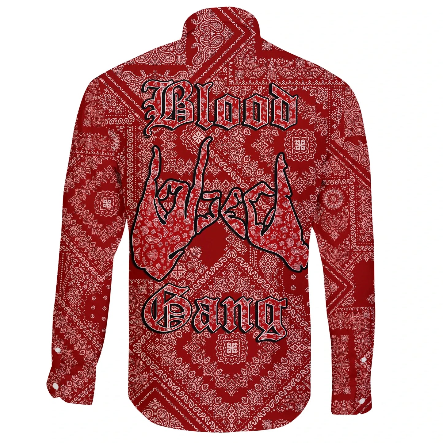 Blood Gang Long Sleeve Button Shirt Red Paisley