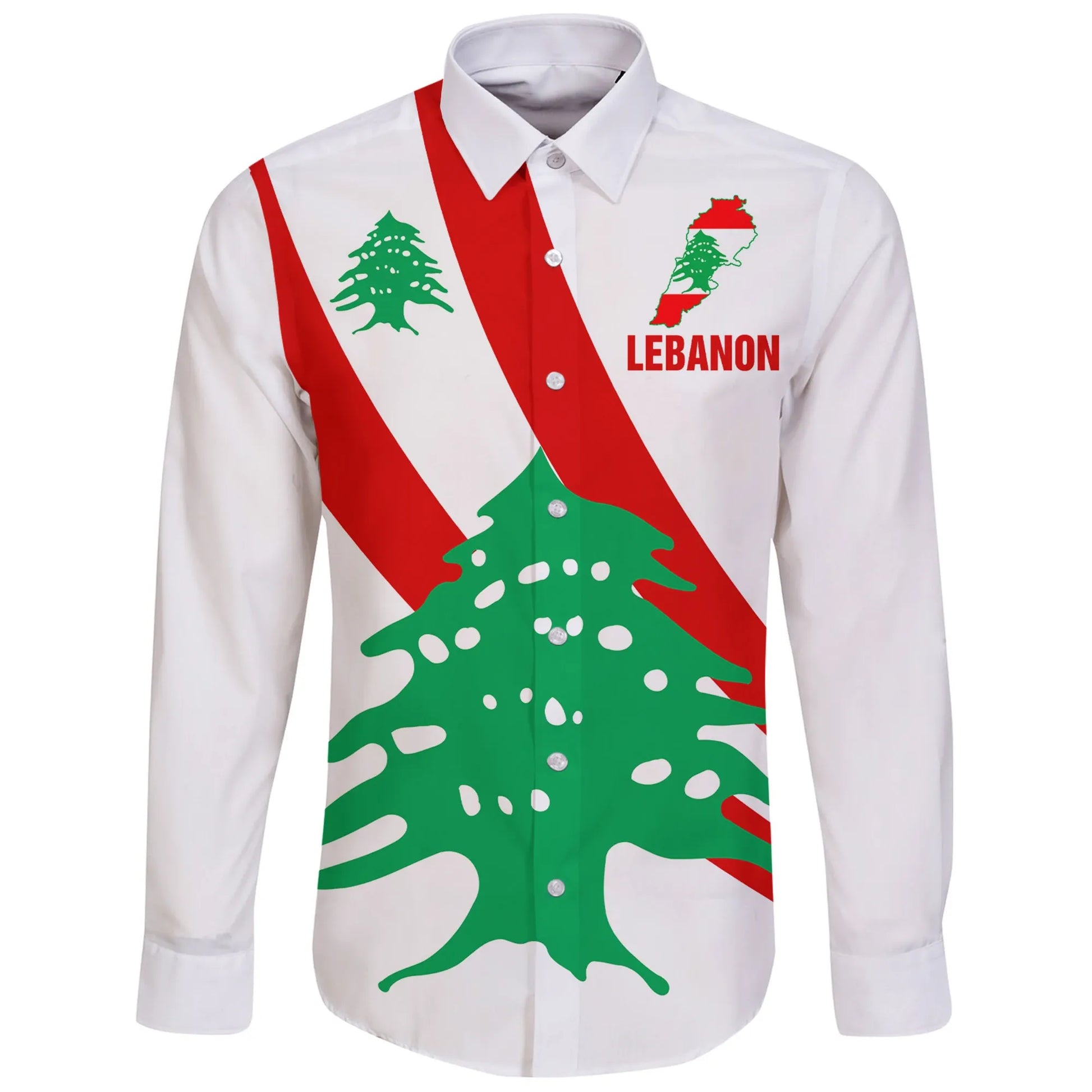 Lebanon Special Flag Long Sleeve Button Shirt
