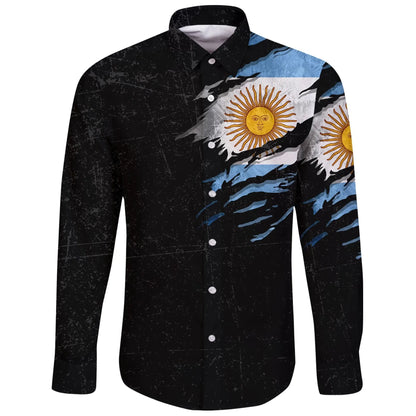 Argentina In Me Long Sleeve Button Shirt Special Grunge Style