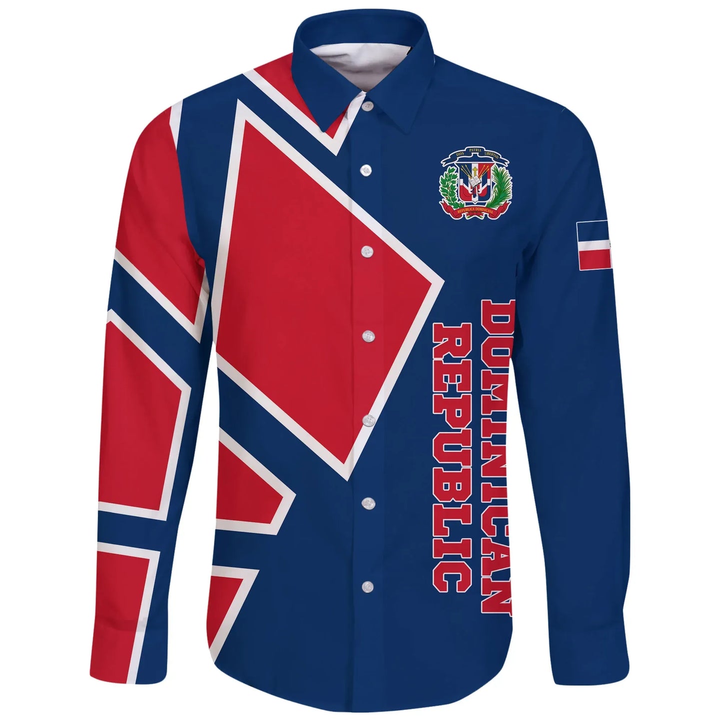 Dominican Republic Long Sleeve Button Shirt Strong Square