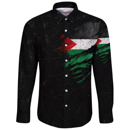 Palestine In Me Long Sleeve Button Shirt Special Grunge Style