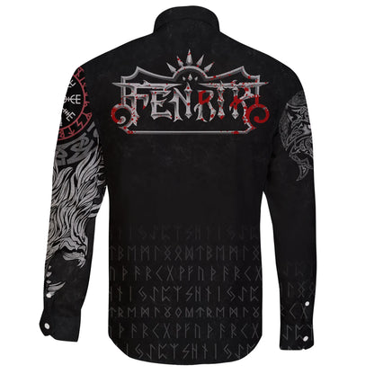 Vikings Blood Long Sleeve Button Shirt Fenrir