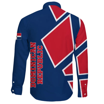 Dominican Republic Long Sleeve Button Shirt Strong Square