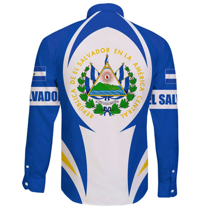 El Salvador Long Sleeve Button Shirt Action Flag