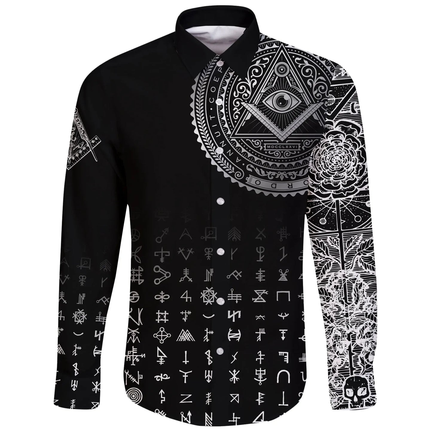 Freemasonry Tattoo Long Sleeve Button Shirt