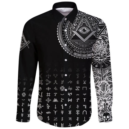 Freemasonry Tattoo Long Sleeve Button Shirt