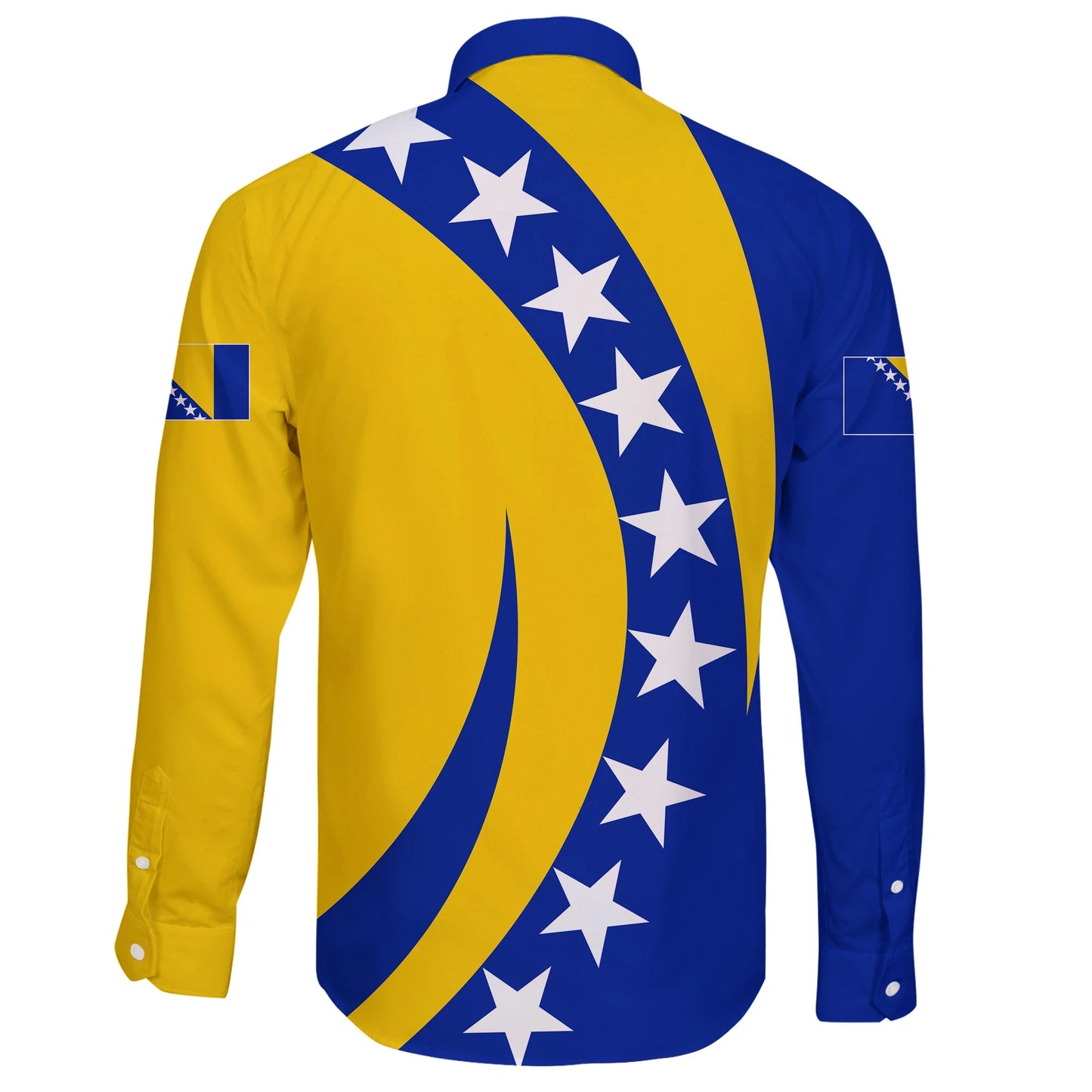 Bosnia And Herzegovina Long Sleeve Button Shirt Half Cirlce