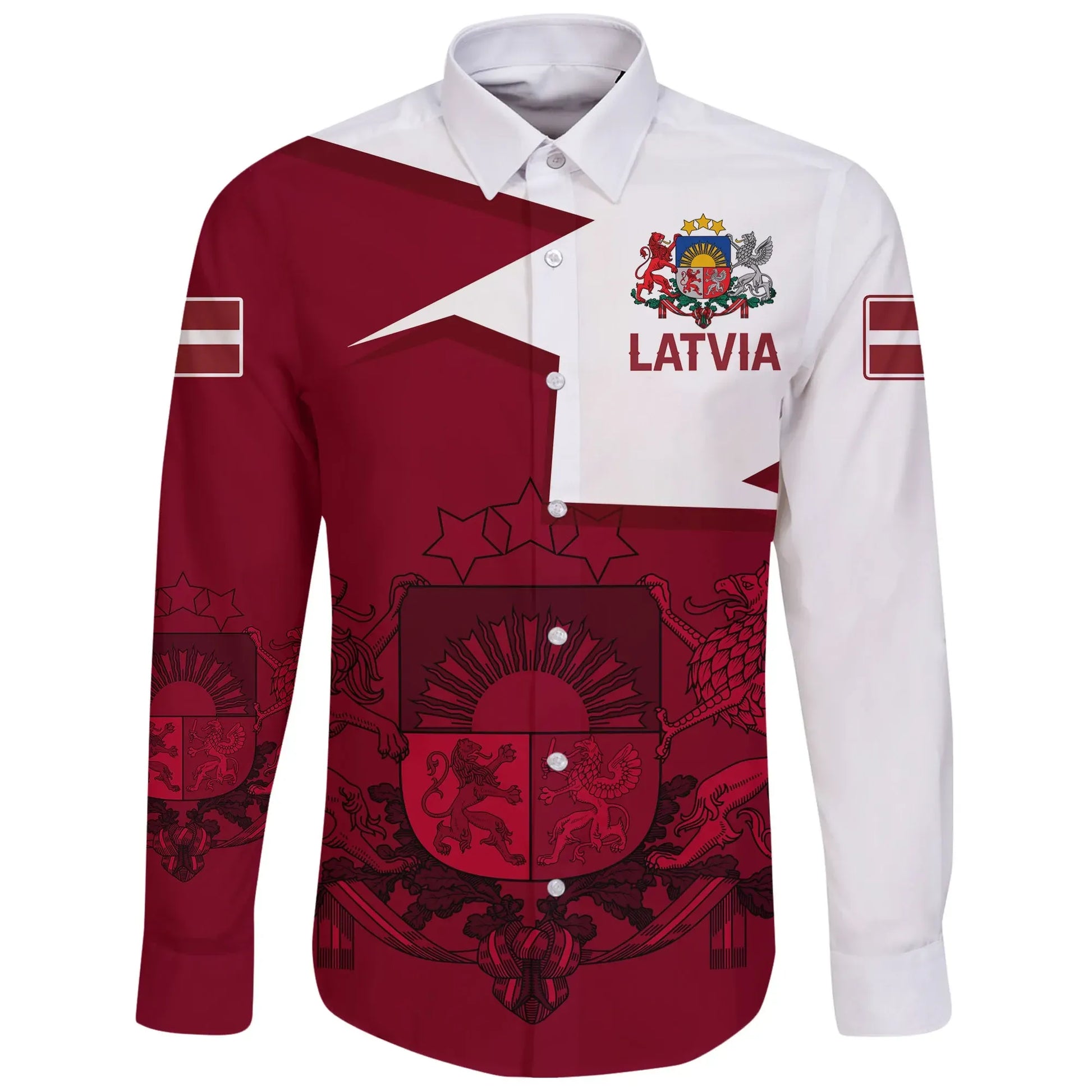 Latvia Long Sleeve Button Shirt Home