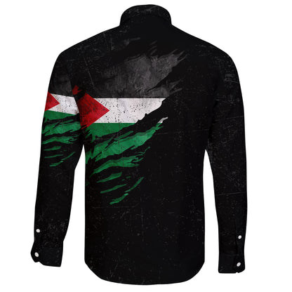 Palestine In Me Long Sleeve Button Shirt Special Grunge Style