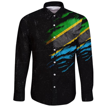 Tanzania In Me Long Sleeve Button Shirt Special Grunge Style