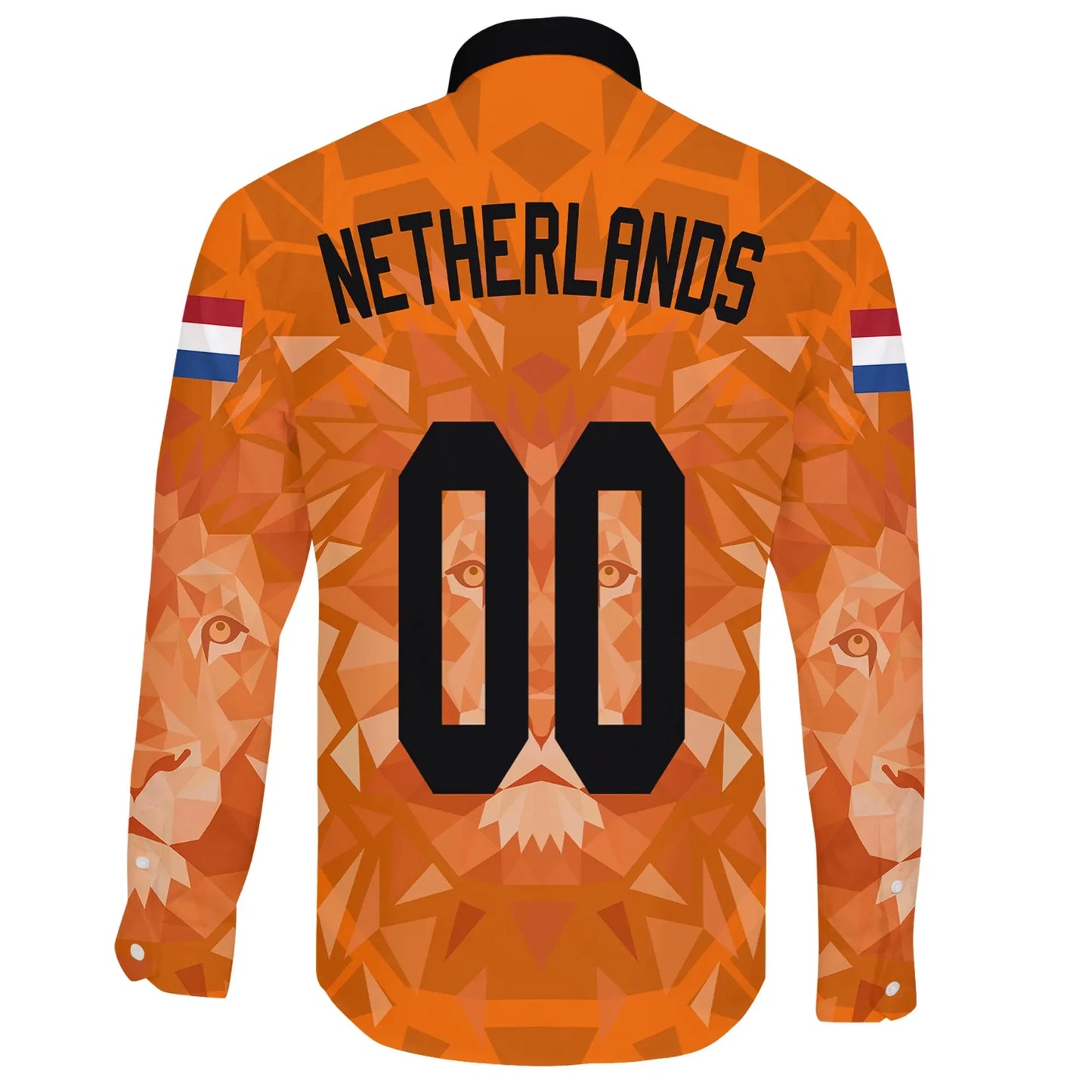 Custom Netherlands Lion Long Sleeve Button Shirt Euro Soccer