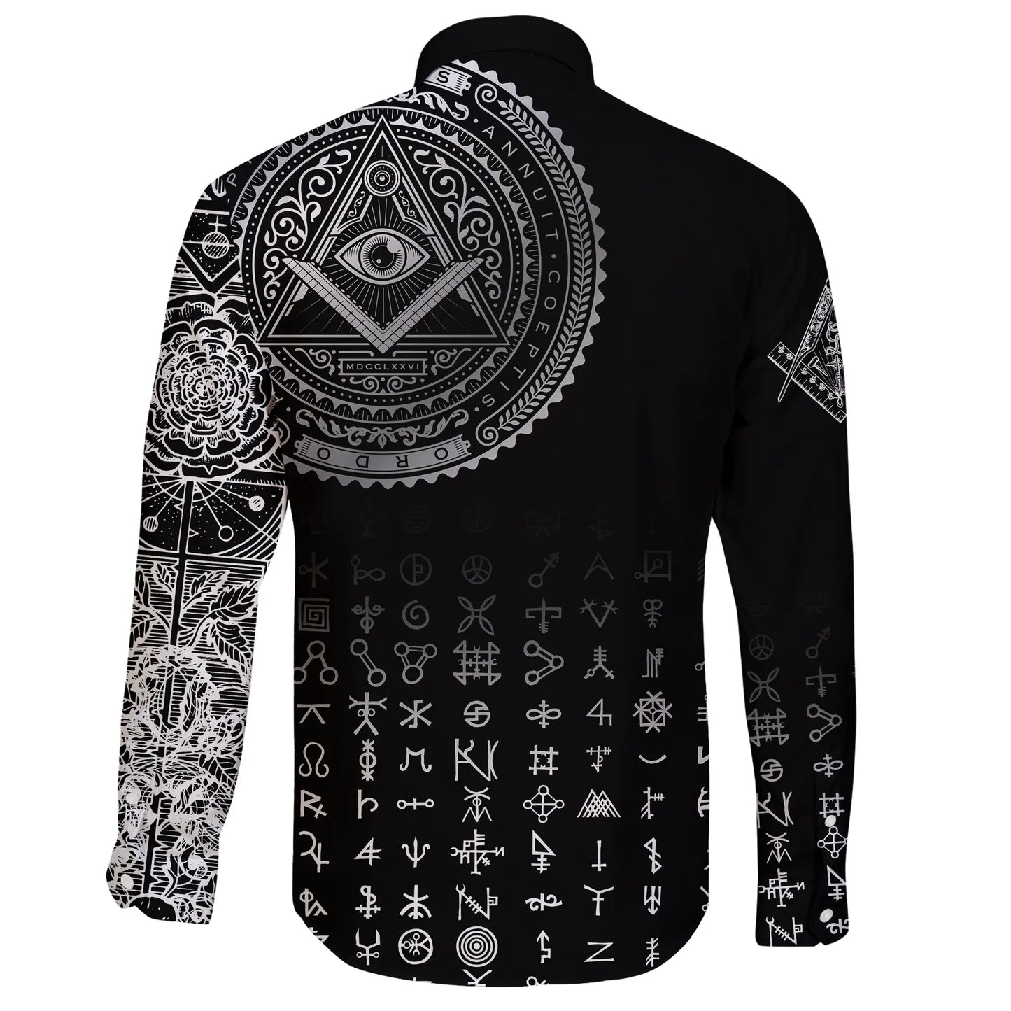 Freemasonry Tattoo Long Sleeve Button Shirt