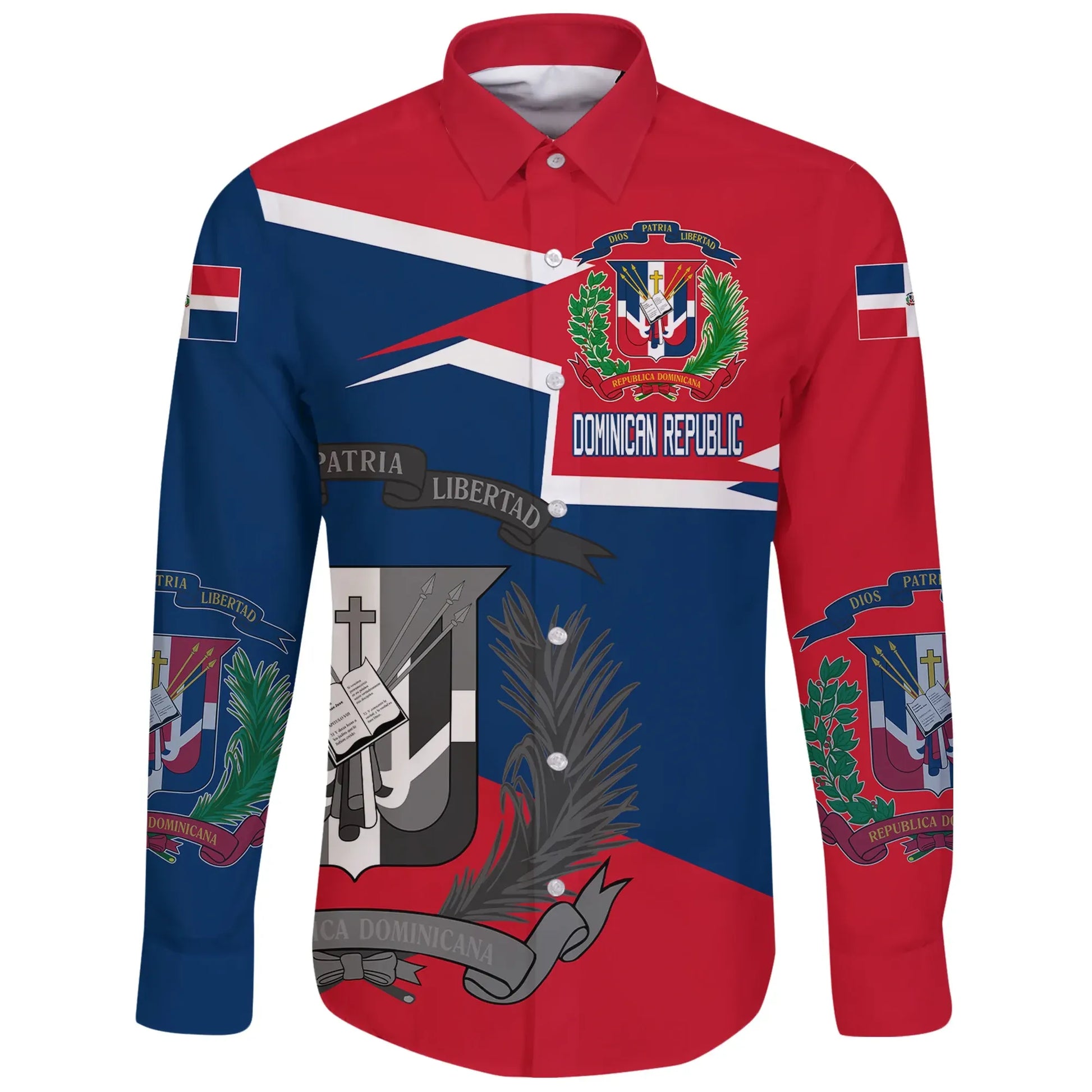 Dominican Republic Coat Of Arms Long Sleeve Button Shirt New Style