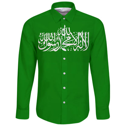 Hamas Flag Long Sleeve Button Shirt