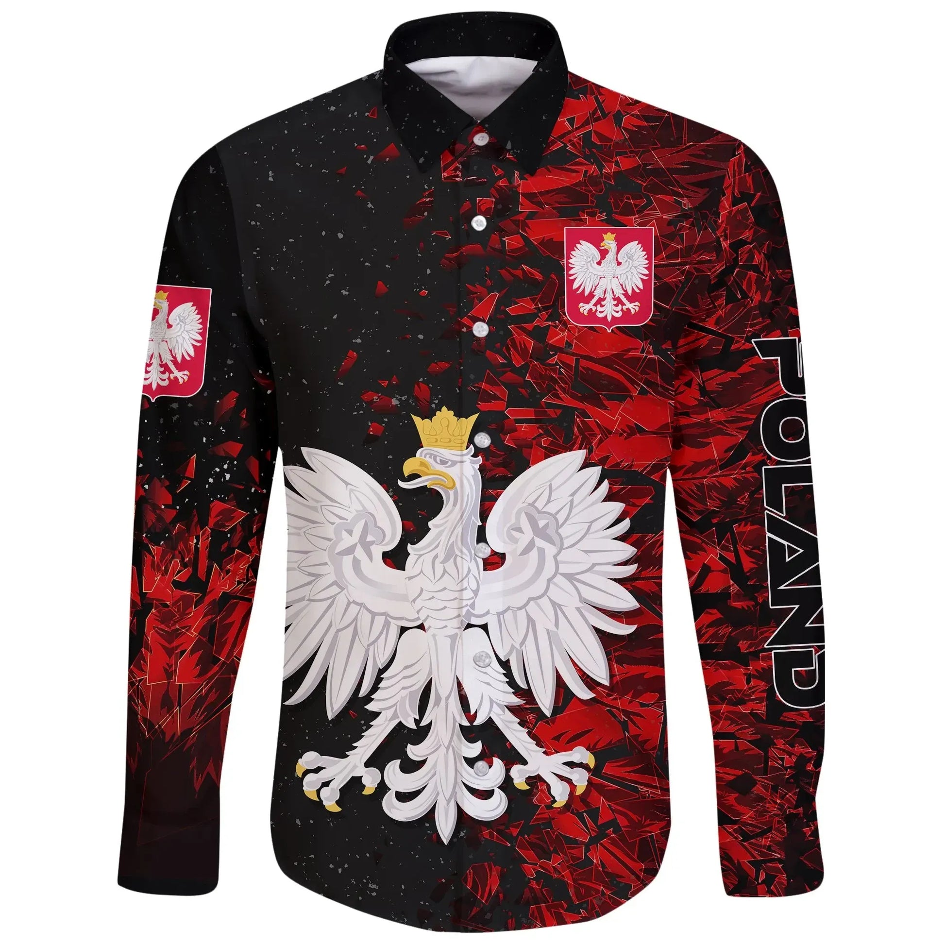 Poland Long Sleeve Button Shirt Coat Of Arms Special