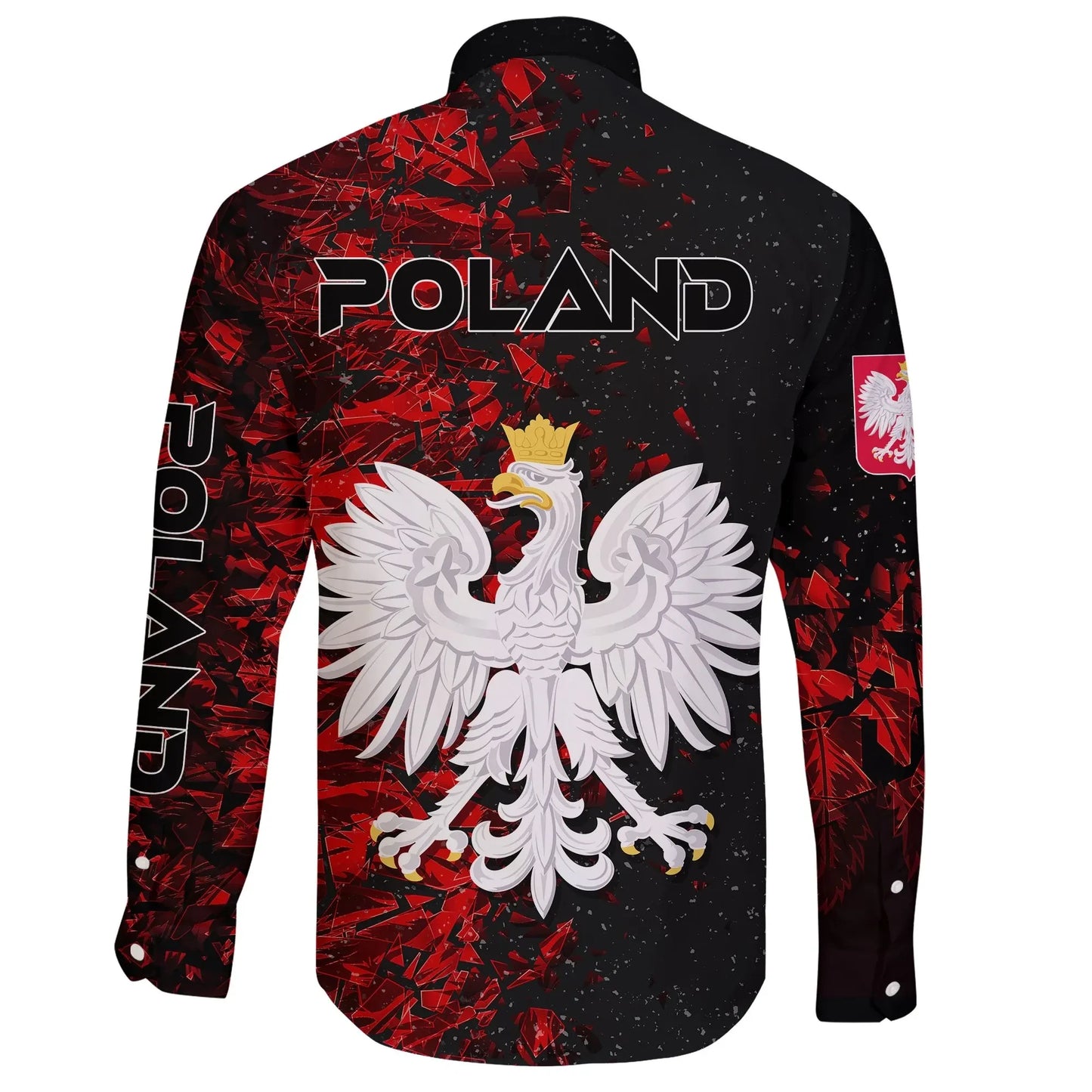 Poland Long Sleeve Button Shirt Coat Of Arms Special