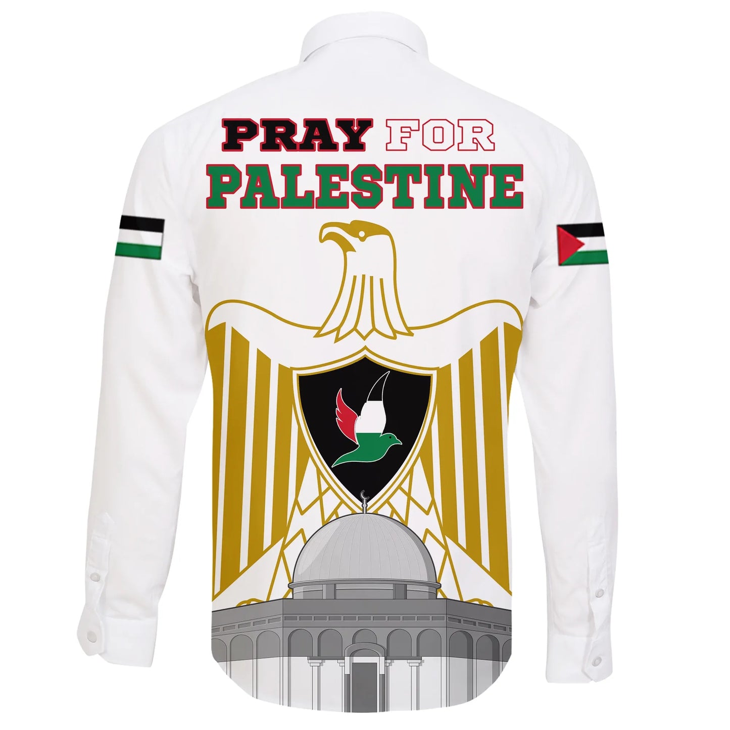 Pray For Palestine Long Sleeve Button Shirt