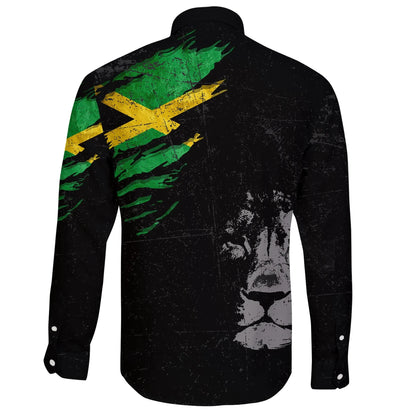 Jamaica Lion Long Sleeve Button Shirt Special Grunge Style