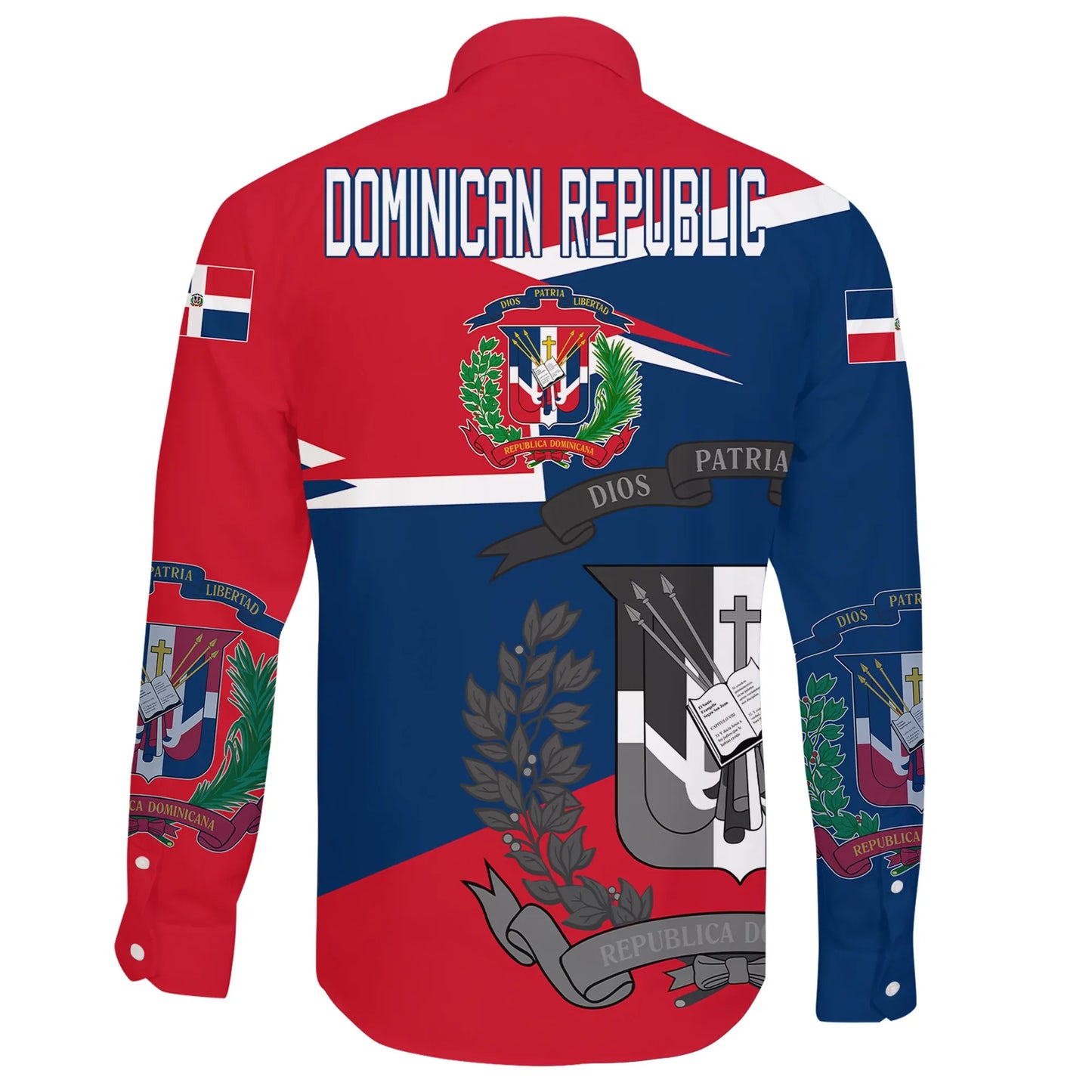 Dominican Republic Coat Of Arms Long Sleeve Button Shirt New Style