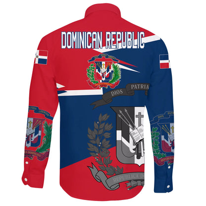 Dominican Republic Coat Of Arms Long Sleeve Button Shirt New Style