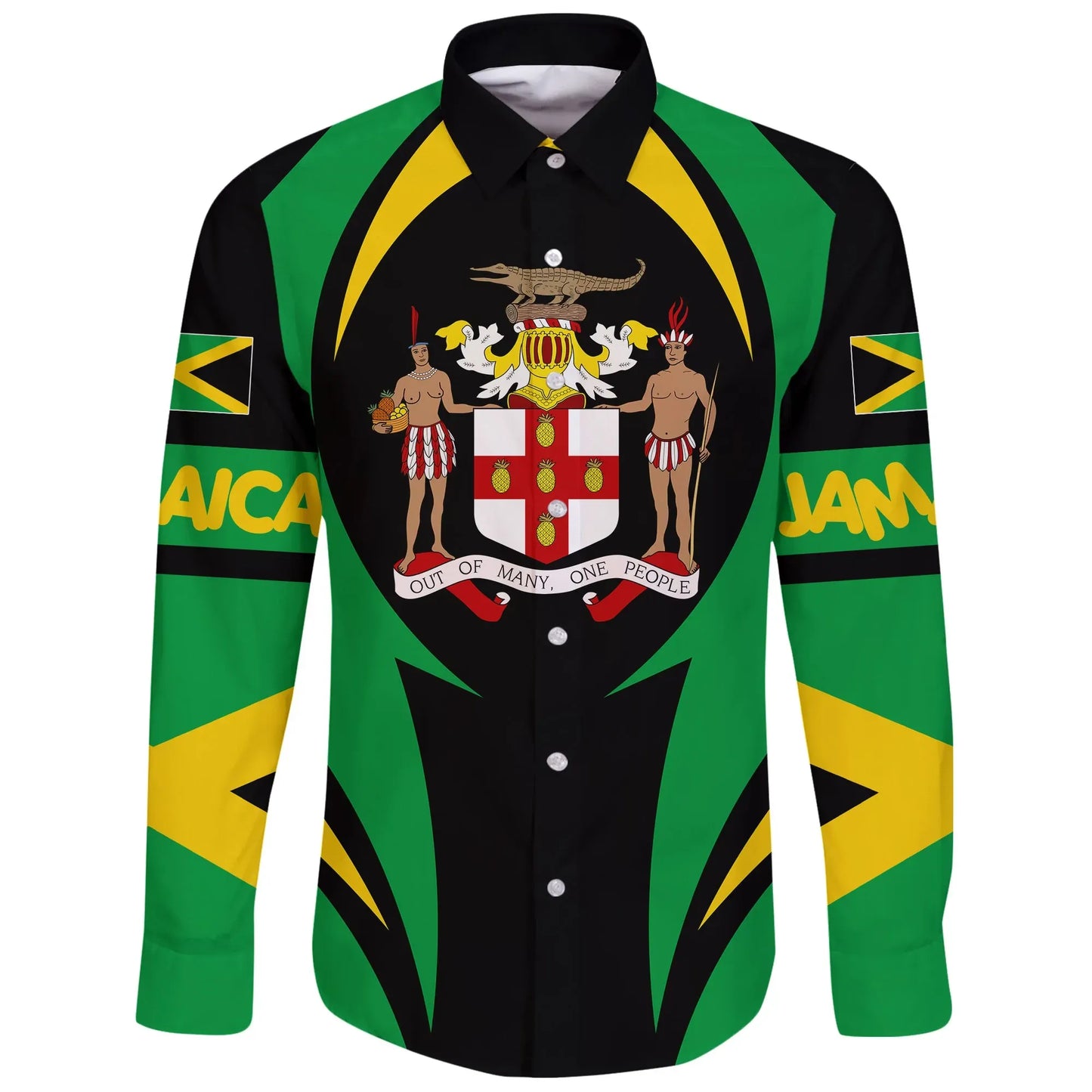 Jamaica Long Sleeve Button Shirt Action Flag