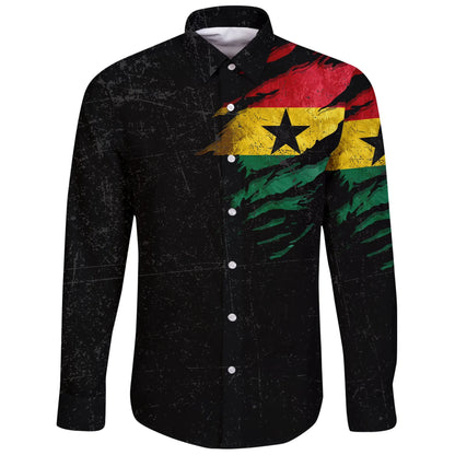 Ghana In Me Long Sleeve Button Shirt Special Grunge Style