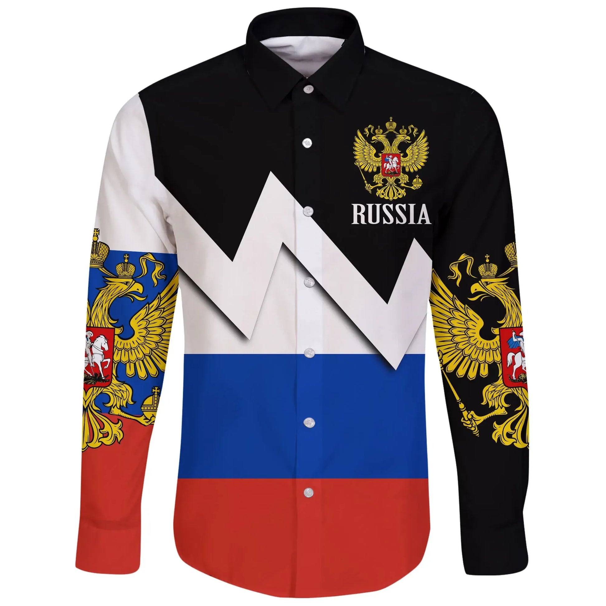 Russia Long Sleeve Button Shirt Original Flag
