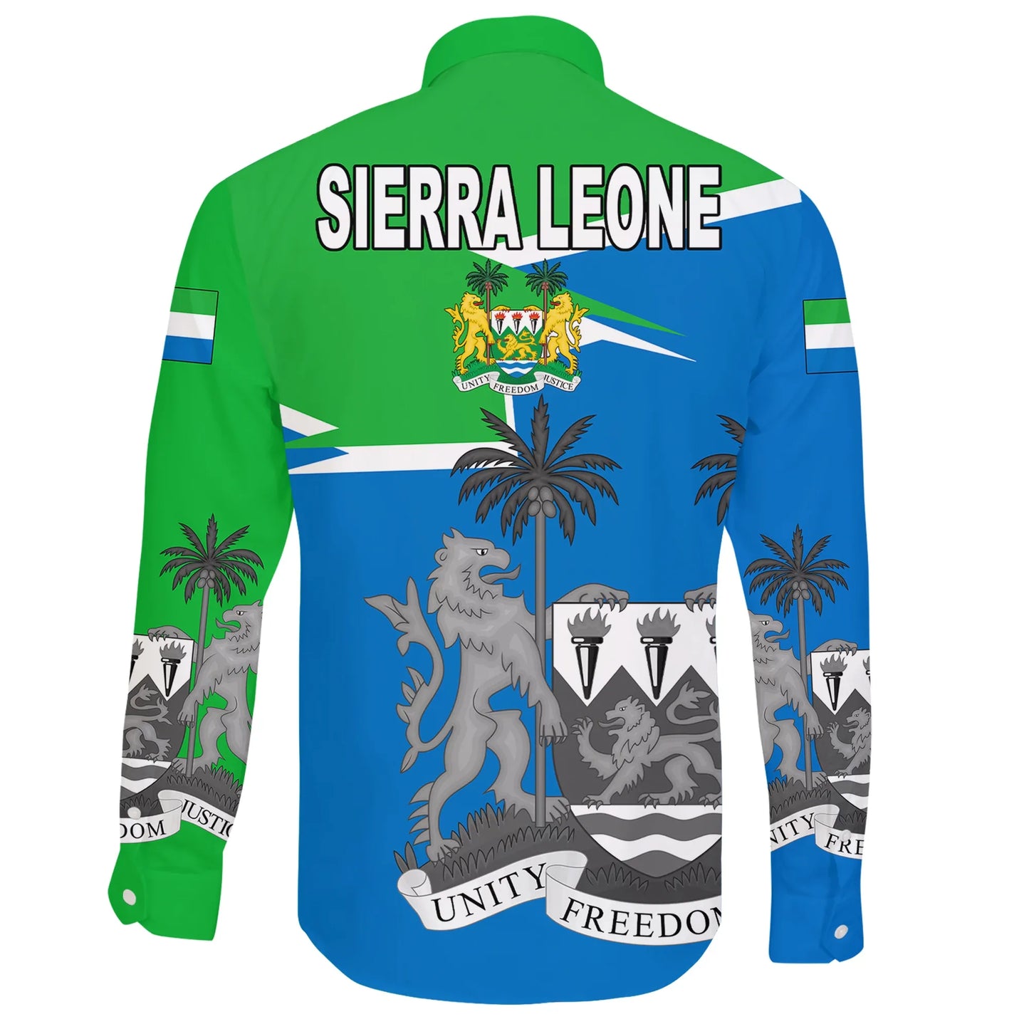 Sierra Leone Long Sleeve Button Shirt Coat Of Arms New Style