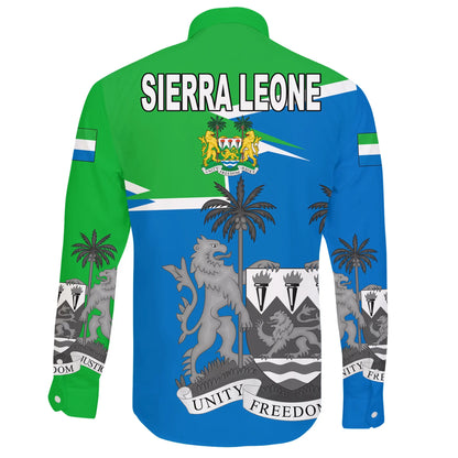 Sierra Leone Long Sleeve Button Shirt Coat Of Arms New Style